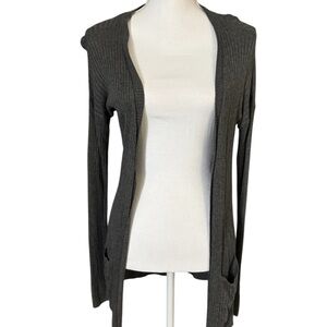 Women's Gray Open-Front Sweater